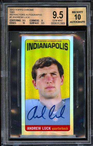 ANDREW LUCK 2012 TOPPS CHROME 1965 RETRO "TALL BOY" REFRACTOR RC AUTO # /15