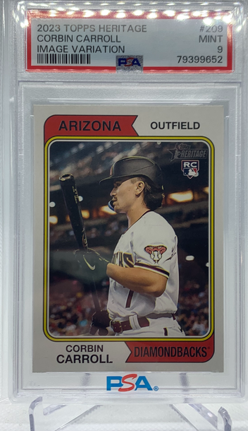 2023 Topps Heritage Rc Rookie Photo Image Variation CORBIN CARROLL PSA 9 #209