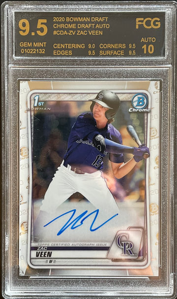 2020 Bowman Chrome Zac Veen auto autograph FCG 9.5
