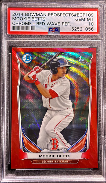 2014 Bowman Chrome Red Wave Refractor Mookie Betts ROOKIE /25 BCP109 PSA 10 GEM