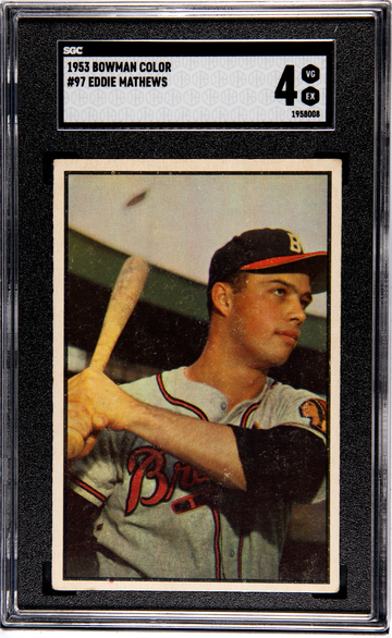 1953 Bowman Color #97 Eddie Mathews SGC 4 VG-EX Braves HOF