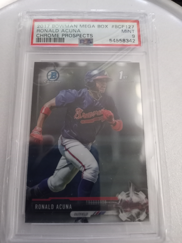 2017 Bowman #BCP127 Ronald Acuna Jr. Prospects Chrome 1st Error Rookie RC PSA 9 MINT Atlanta Braves MVP