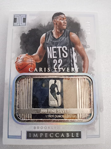 CARIS LEVERT 2016 PANINI IMPECCABLE 1 TROY OUNCE SILVER 1/16 Rookie Rc Cleveland Cavaliers