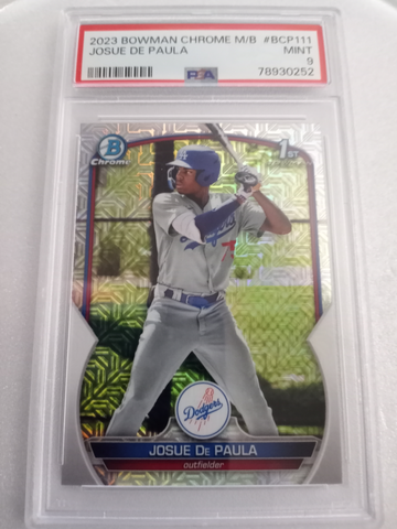2023 Bowman Mega Box Josue De Paula 1st Prospect Mojo Refractor #BCP-111 PSA 9 MINT Rookie