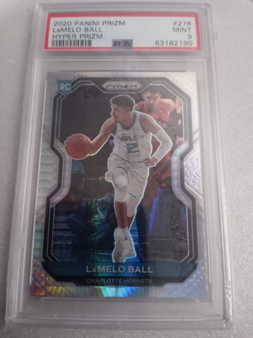 LAMELO BALL 2020/21 PANINI PRIZM #278 PSA 9 MINT HYPER PRIZMS ROOKIE RC HORNETS