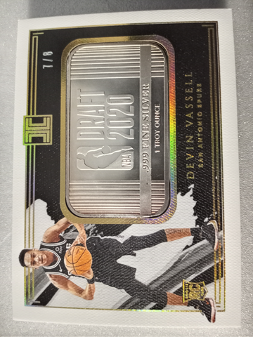 2020-21 Panini Impeccable Devin Vassell #11 Rookie NBA Logo Silver Bar /8 RC San Antonio Spurs