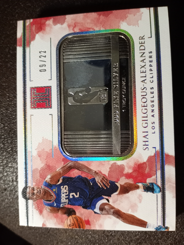 2018 Panini Impeccable SHAI GILGEOUS-ALEXANDER /22 Rookie RC Silver Bar  MINT ? Oklahoma Thunder...