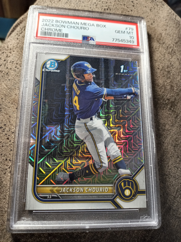 PSA 10 JACKSON CHOURIO 1st 2022 Bowman Chrome MEGA BOX Rookie Card RC GEM MINT