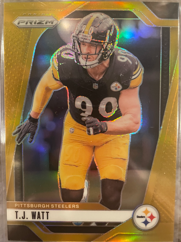 2024 Prizm #245 T.J. Watt Gold #8/10 Pittsburgh Steelers