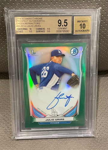 2014 Bowman Chrome Julio Urias Green Refractor BGS 9.5/10 Auto Gem Mint Plus