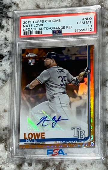 2019 Topps Chrome Update Nate Lowe Orange Refractor PSA 10 Auto POP 4 💎