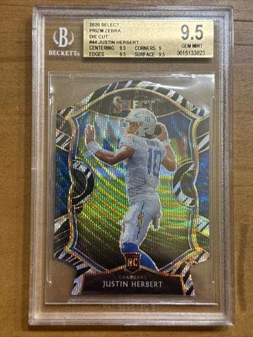 2020 Select Justin Herbert Zebra Die-cut BGS 9.5!