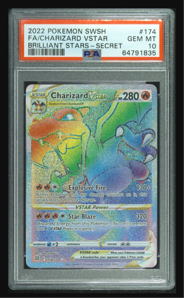 2022 Pokemon SWSH FA/ Charizard VSTAR Brilliant Stars Secret PSA 10