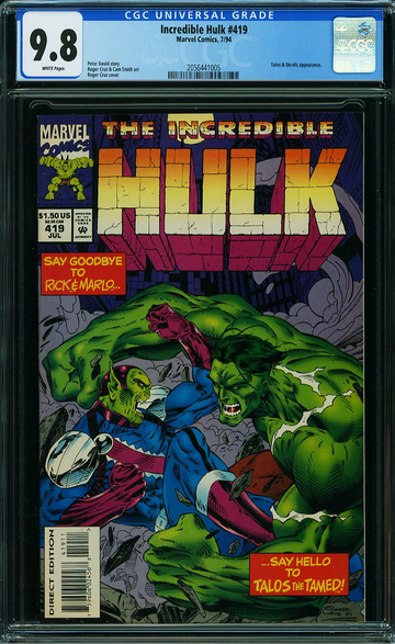 INCREDIBLE HULK #419, CGC 9.8 NM/MT