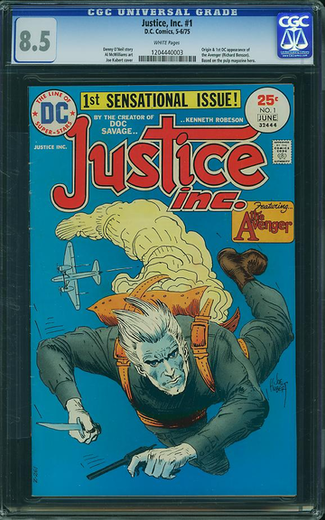 JUSTICE, INC. #1, CGC 8.5 VF+