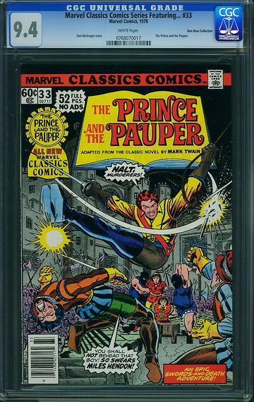 MARVEL CLASSICS COMICS #33, CGC 9.4 NM