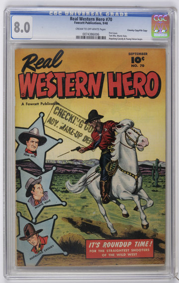 REAL WESTERN HERO #70, CGC 8.0 VF