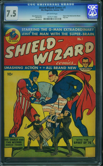 SHIELD-WIZARD COMICS #1, CGC 7.5 VF-