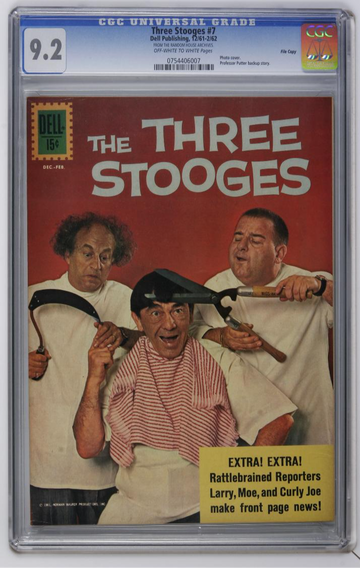 THREE STOOGES #7, CGC 9.2 NM- -- RANDOM HOUSE FILE COPY  
