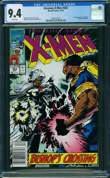 X-MEN #283, CGC 9.4 NM -- 1st full appearance of Bishop.