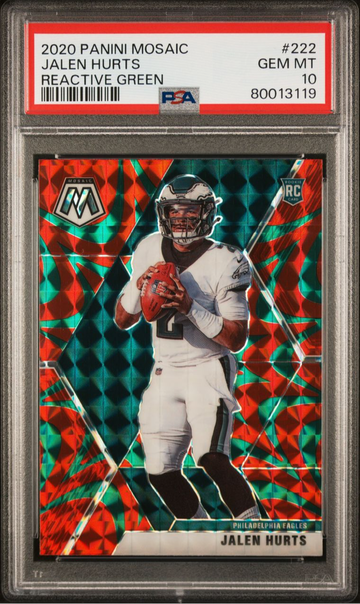2020 Panini Mosaic Mosaic Reactive Green #222 Jalen Hurts Rookie RC