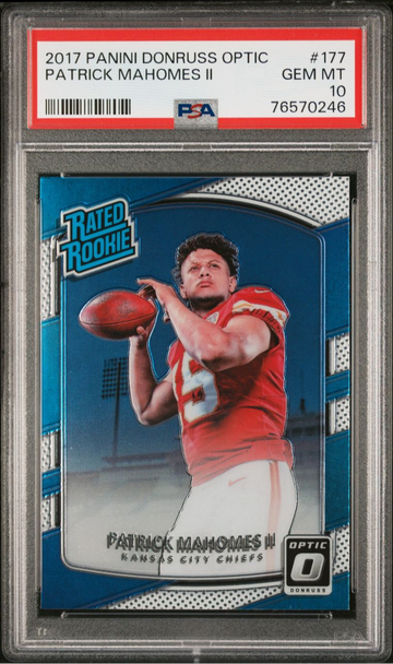 PATRICK MAHOMES 2017 OPTIC DONRUSS RATED ROOKIE CHIEFS MVP GEM MINT - PSA 10