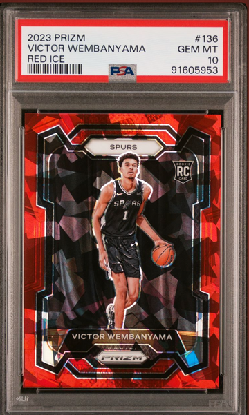 VICTOR WEMBANYAMA 2023-24 PANINI PRIZM #136 RED ICE ROOKIE RC GEM MINT PSA 10