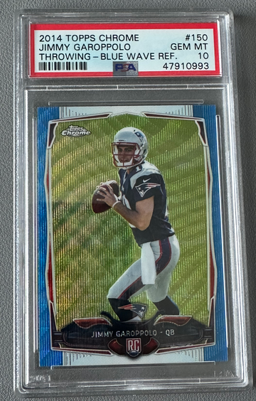 2014 Topps chrome Jimmy Garoppolo Blue Wave Rookie PSA 10