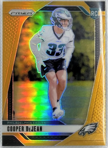 2024 Panini Prizm, Cooper DeJean, Gold Prizm 3/10. Rookie Card