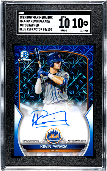2023 Bowman Chrome Mega Box Kevin Parada Autographed Blue Refractor SGC 10