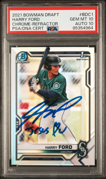 2021 Bowman Chrome Draft Harry Ford Auto Refractor #BDC-1 PSA 10 Auto 10