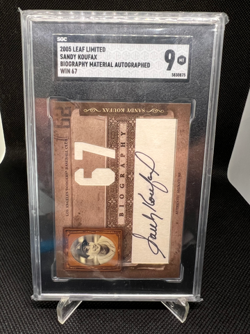 2005 Leaf Limited Sandy Koufax Biography Material Auto Win 67 SGC 9