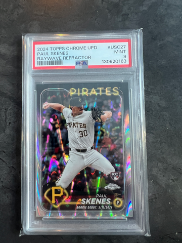 2024 Topps Chrome Update Paul Skenes Raywave Refractor Rookie Debut USC27 PSA 10 Pittsburgh Pirates