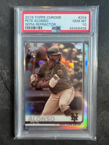 2019 Topps Chrome Pete Alonso Sepia Refractor PSA 10 #204 RC