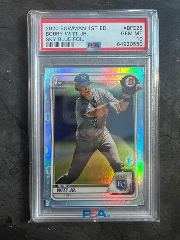 2020 Bowman Chrome First Edition Bobby Witt Jr. Sky Blue Foil PSA 10 BFE25