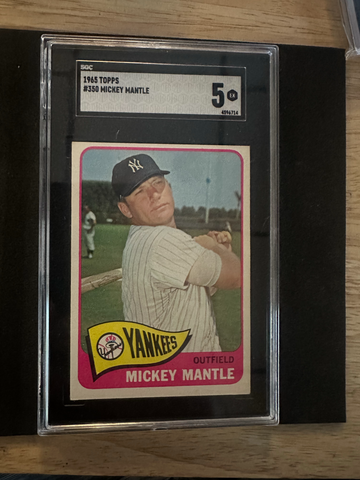 1965 TOPPS #350 MICKEY MANTLE SGC 5 CENTERED