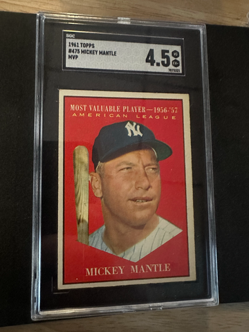 1961 TOPPS #475  MICKEY MANTLE MVP SGC 4.5