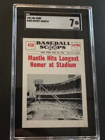 1961 NU-CARD BASEBALL SCOOPS MICKEY MANTLE #450 SGC 7