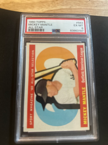 1960 TOPPS #563  MICKEY MANTLE ALL STAR PSA 6