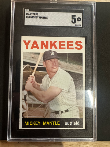 1964 TOPPS #50 MICKEY MANTLE SGC 5 nicely centered