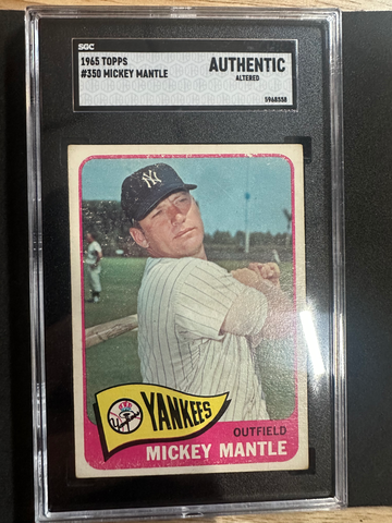 1965 TOPPS #350 MICKEY MANTLE SGC authentic