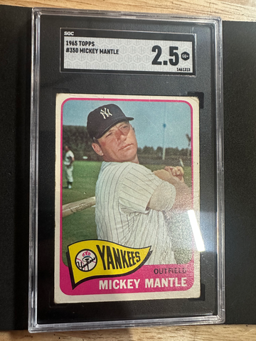 1965 TOPPS #350 MICKEY MANTLE SGC 2.5 nicely centered