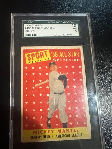 1958 TOPPS #487 MICKEY MANTLE ALL-STARSGC 3
