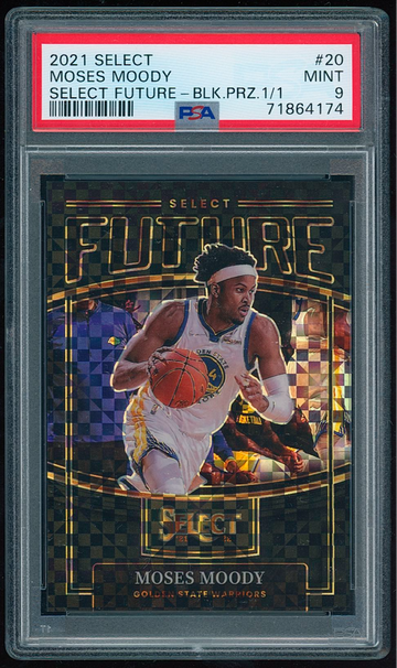  2021-22 #20 Moses Moody Select Future Prizms Black 1/1 One of One PSA 9 RC Rookie Shipped from Australia