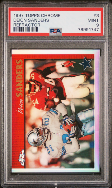 1997 Topps Chrome Deion Sanders Refractor PSA 9