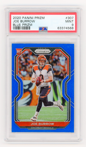 Joe Burrow 2020 Panini Prizm Blue Retail SSP Rookie PSA 9