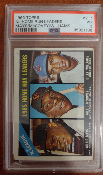 1966 Topps NL Home Run Leaders Mays/McCovey/Williams 217 PSA 3