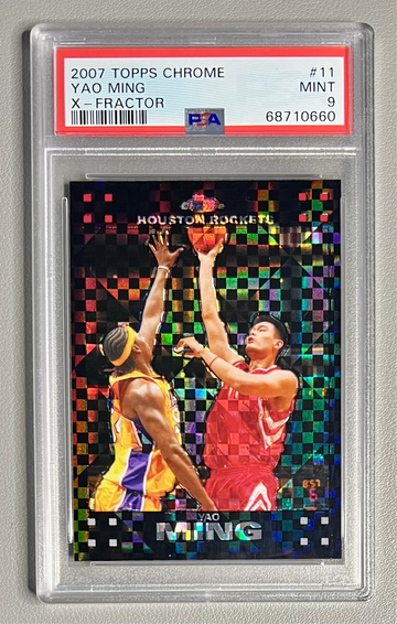 2007 TOPPS CHROME X-FRACTOR #11 YAO MING #21/50 PSA 9 MINT