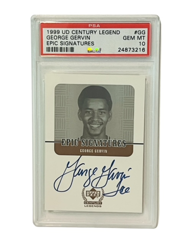 George Gervin Auto 1999 UD Century Legend Autograph PSA 10 GEM Ice Inscription