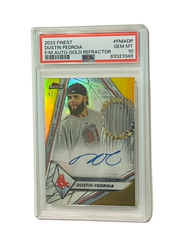 Dustin Pedroia Auto 2022 PSA 10 Gem Finest GOLD REFRACTOR /50 Autograph POP 2 sp
